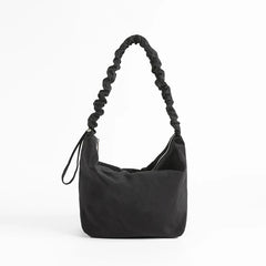 Adjustable Ruched Handle Women Underarm Shoulder Bag Soft Nylon Hobo Purse