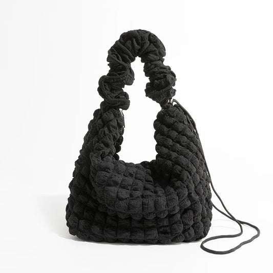 Polyester Women Shoulder Bag Lightweight Underarm Hobo Purses Solid Tote Handbag