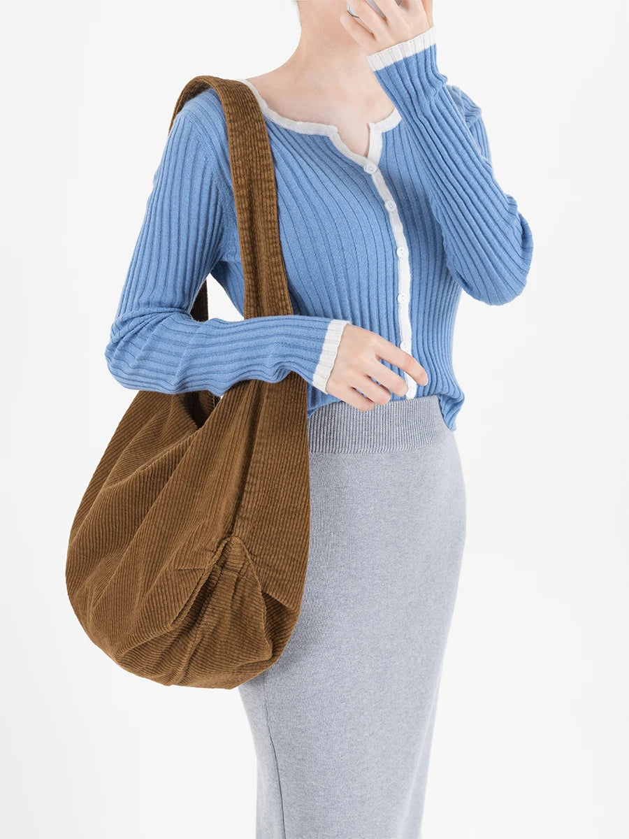 Corduroy Women Shoulder Bags Large Capacity Casual Tote Bag Female Crossbody Bag