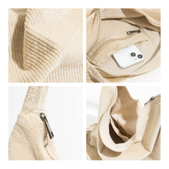 Corduroy Women Shoulder Bags Large Capacity Casual Tote Bag Female Crossbody Bag
