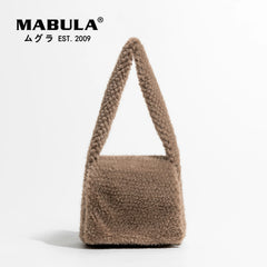 Faux Fur Shoulder Bag for Women Hobo Purse Top Handle Handbag