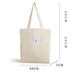 Casual Corduroy Tote Bag Soft Shopping Handbag for Women
