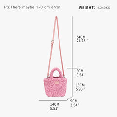 Pink Faux Lambhair Fur Womens Tote Purse Soft Crossbody Bag