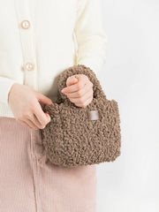 Pink Faux Lambhair Fur Womens Tote Purse Soft Crossbody Bag
