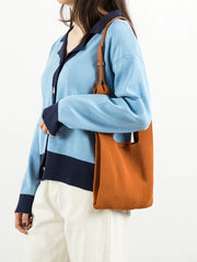 Stylish Knit Shoulder Bag with Leather Strap