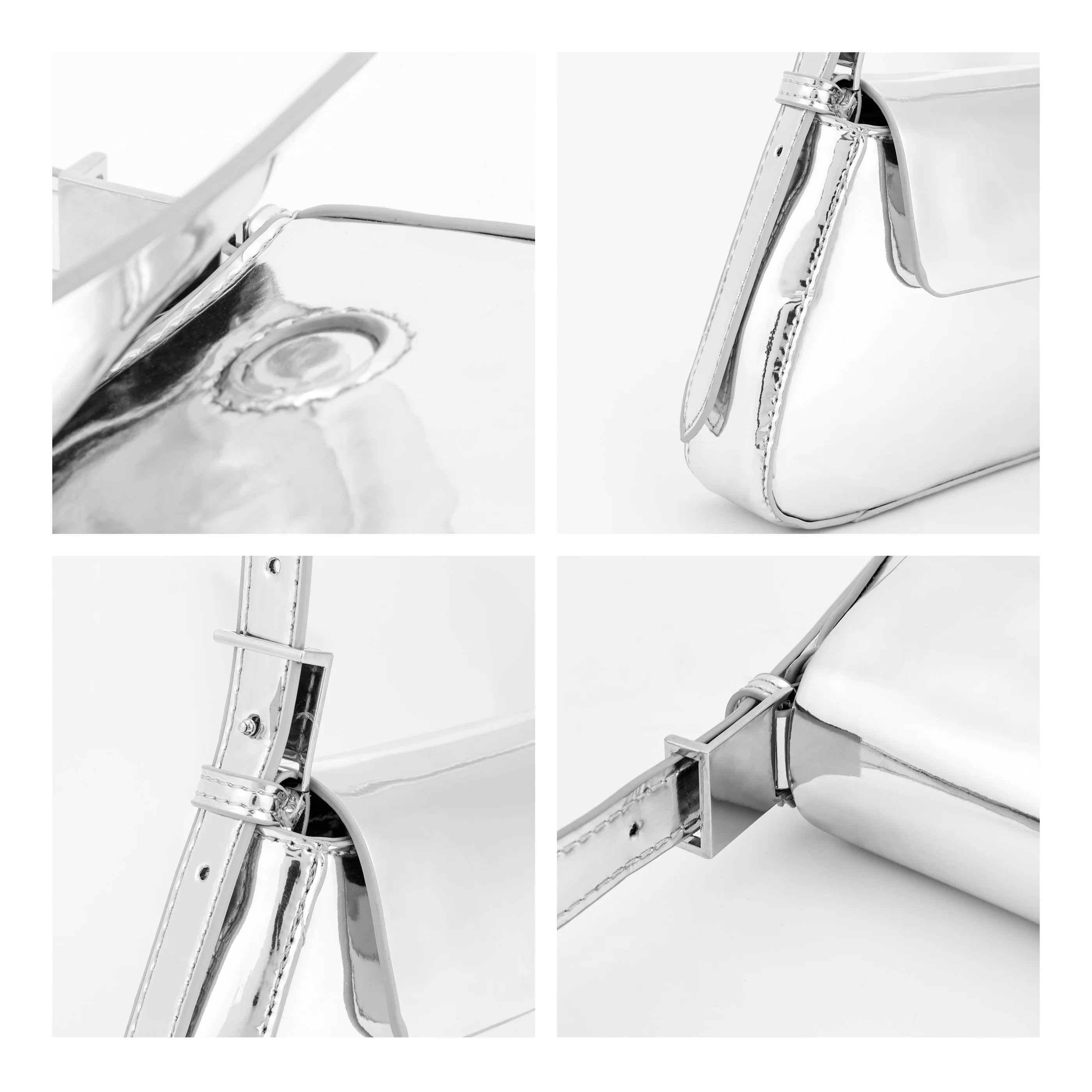 Silver Women Underarm Shoulder Bags Phone Purses Small Tote Bag