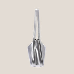 Silver Stylish Women Shoulder Bags Double Strap Small Tote Handbags Soft Leather