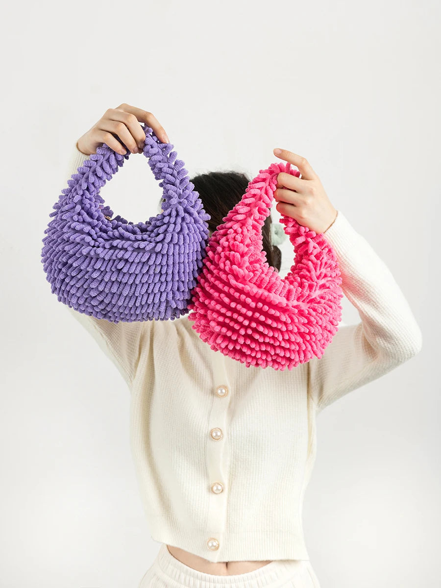 Soft Cotton Women Small Tote Bag Tassel Handbags Lightweight Purses