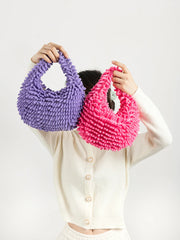 Soft Cotton Women Small Tote Bag Tassel Handbags Lightweight Purses