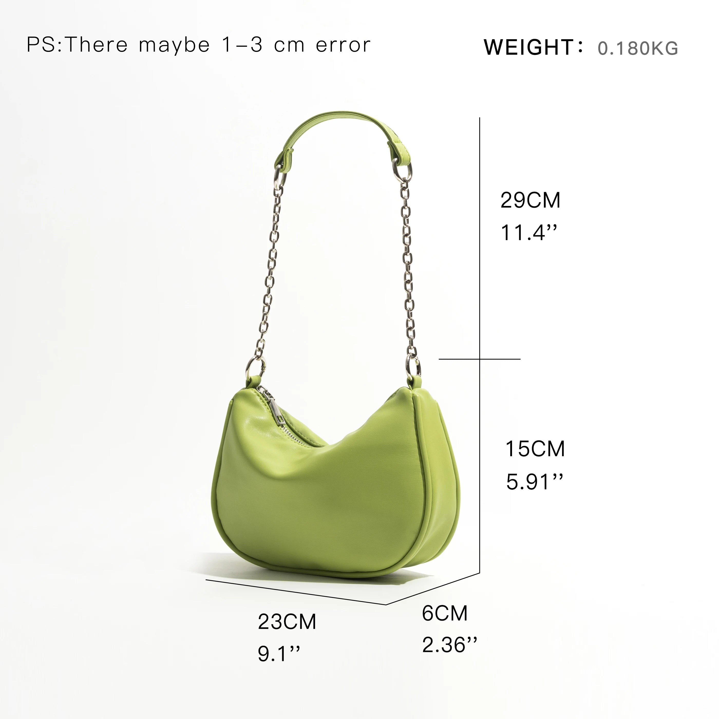 Soft Leather Women Shoulder Bags With Chain Phone Purse Half Moon Handbag