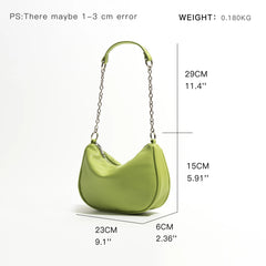 Soft Leather Women Shoulder Bags With Chain Phone Purse Half Moon Handbag