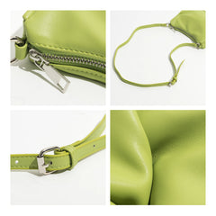 Soft Leather Women Shoulder Bags With Chain Phone Purse Half Moon Handbag