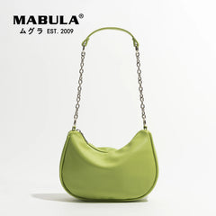Soft Leather Women Shoulder Bags With Chain Phone Purse Half Moon Handbag