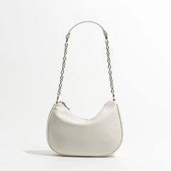 Soft Leather Women Shoulder Bags With Chain Phone Purse Half Moon Handbag