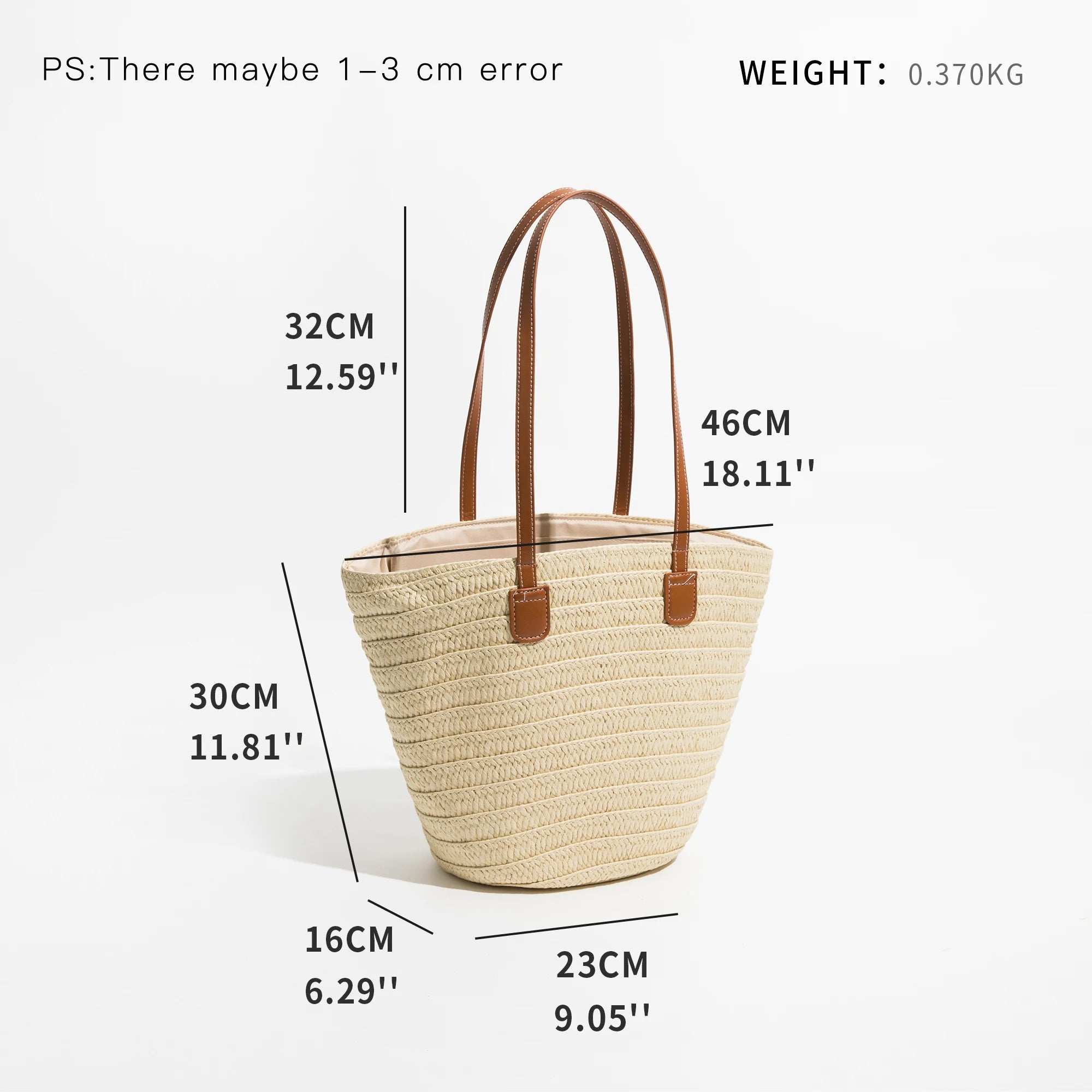 Summer Straw Woven Tote Bag Women Casual Shoulder Bags Khaki Vacation Beach Bag