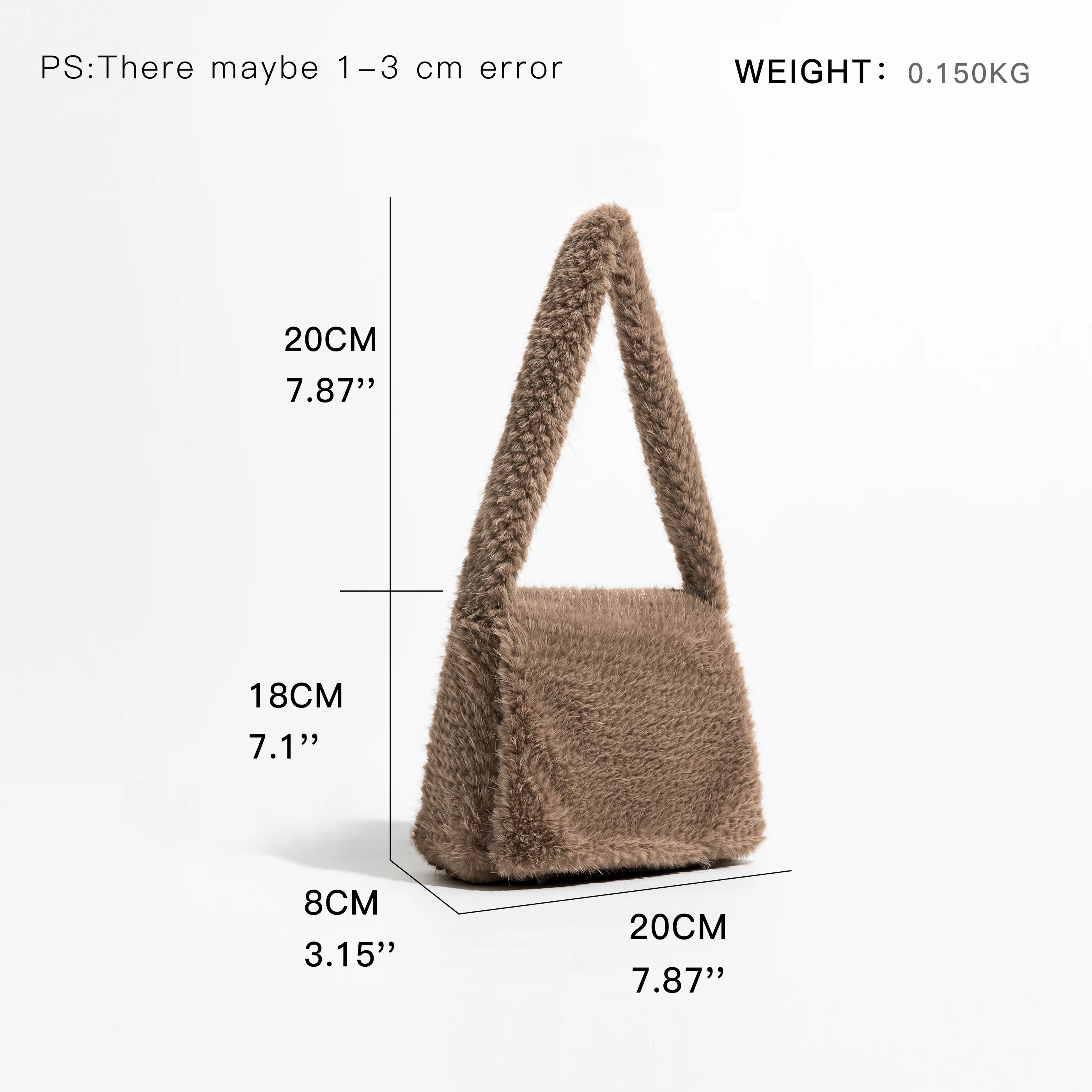 Winter Faux Fur Women Shoulder Bags Solid Square Flap Handbags Casual Totes