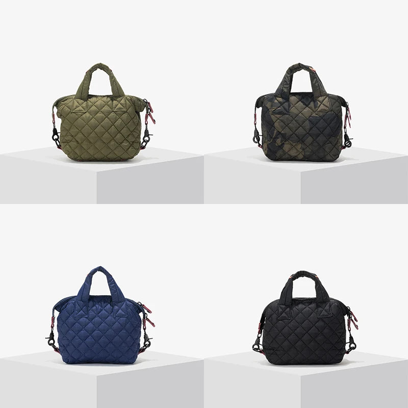 Women Winter Quilted Pillow Tote Handbag Female Mini