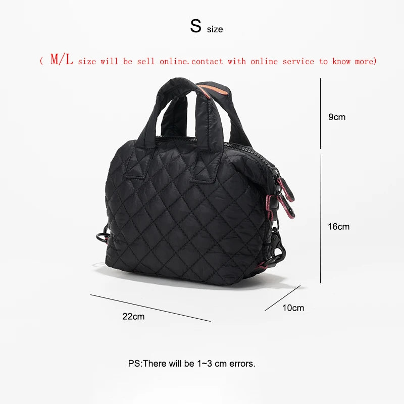 Women Winter Quilted Pillow Tote Handbag Female Mini