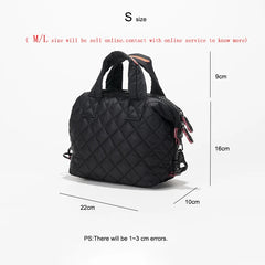 Women Winter Quilted Pillow Tote Handbag Female Mini