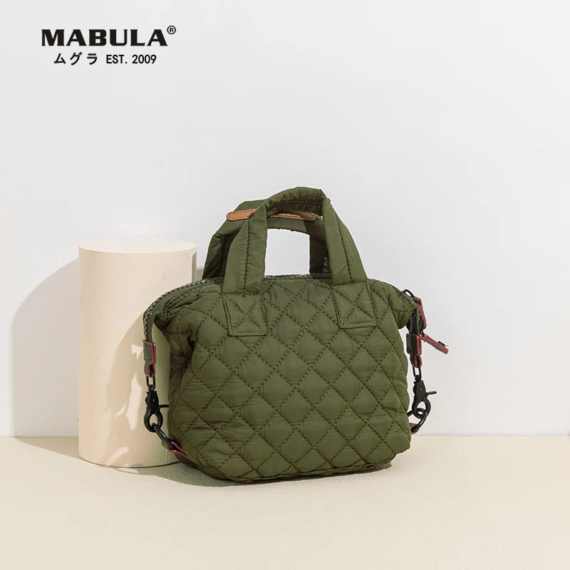 Women Winter Quilted Pillow Tote Handbag Female Mini