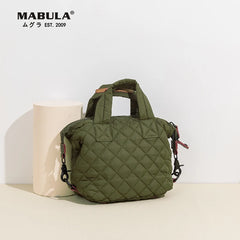 Women Winter Quilted Pillow Tote Handbag Female Mini