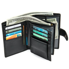 MAHEU High Leather Slim Wallet For Man Soft Cowskin Short Pocket Purse