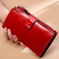MAHEU Leather Long Wallet Women Clutch Purse Real Cowskin Party Purse for Ladies