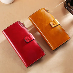 MAHEU Leather Long Wallet Women Clutch Purse Real Cowskin Party Purse for Ladies