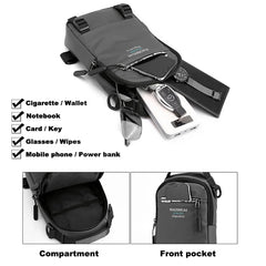 Men's USB Charging Chest Bag Large Capacity Outdoor Shoulder Crossbody Bags