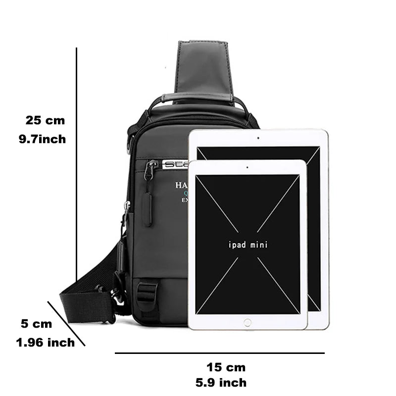 Men's USB Charging Chest Bag Large Capacity Outdoor Shoulder Crossbody Bags