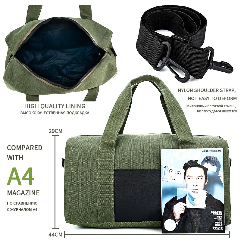 Men Canvas Travel Luggage Bags Tote Large Capacity Male Crossbody Bag
