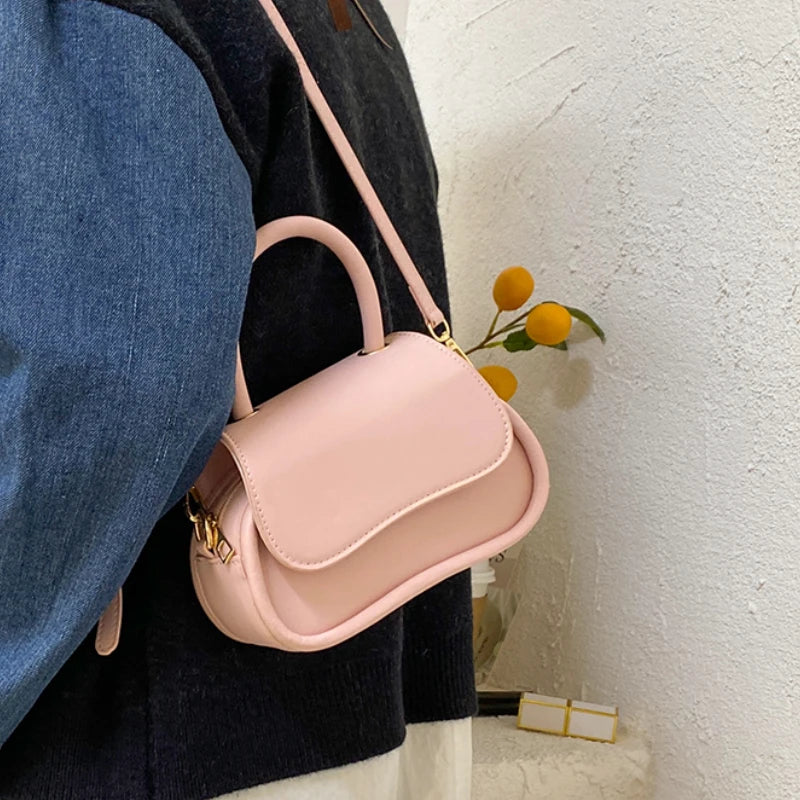Pink Leather Handbag Crossbody Wallet All-match