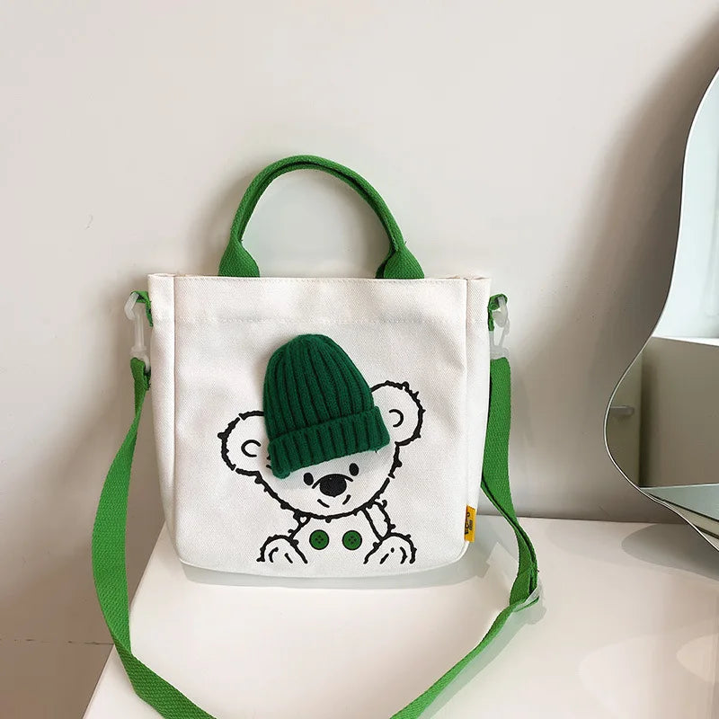 Cartoon Bear Print Shoulder Bag Creative Handbag Casual Book Crossbody