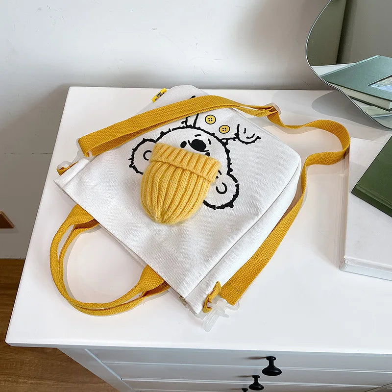 Cartoon Bear Print Shoulder Bag Creative Handbag Casual Book Crossbody
