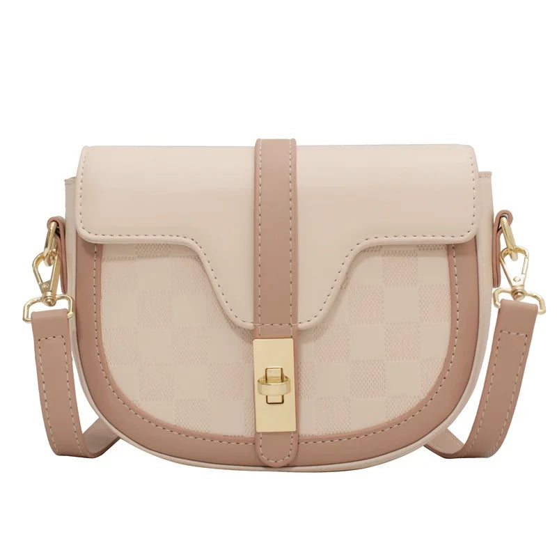 MBTI Womens Shoulder Bag Plaid Solid Bolsas Purses Saddle Bag Handbags