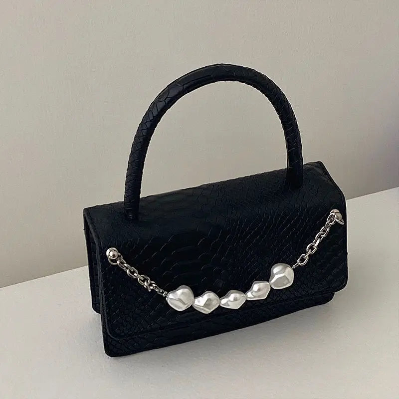 Vintage Crocodile Print Chain Shoulder Bag for Women