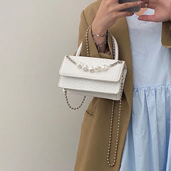 Vintage Crocodile Print Chain Shoulder Bag for Women