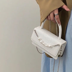 Vintage Crocodile Print Chain Shoulder Bag for Women
