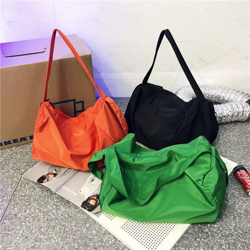 MBTI Nylon Shoulder Bag Large Capacity Gym Handbags Solid Travel