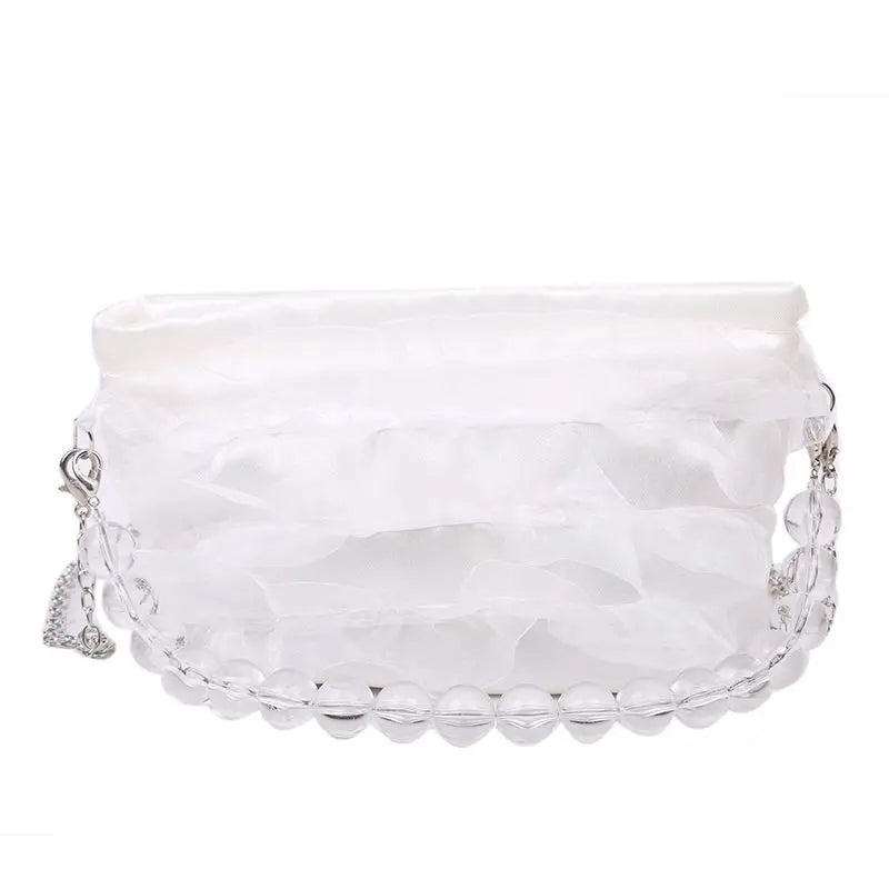 MBTI Summer Lace Shoulder Bag for Women Vintage Solid Evening Crossbody Bucket B