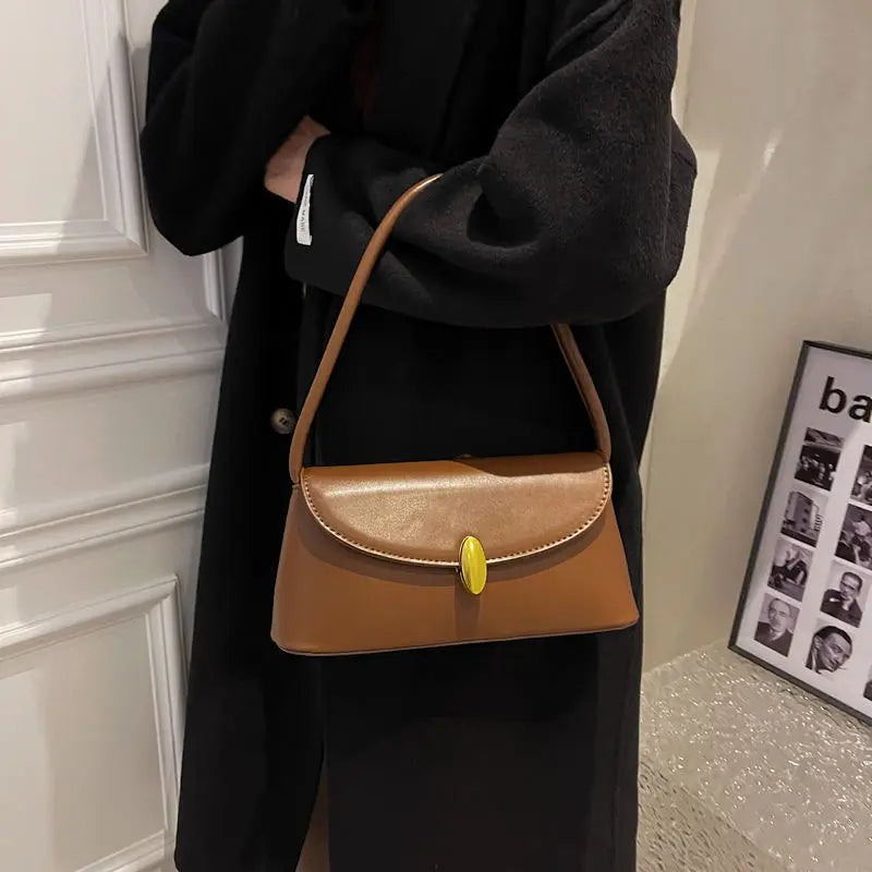 Vintage Womens Shoulder Bag Brown Retro Underarm Bags