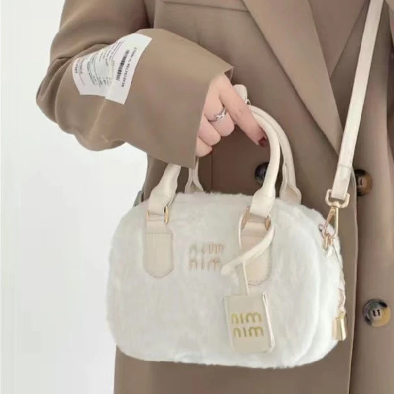 MBTI Plush Shoulder Bag Soft Fluffy Autumn Purses Handbags Casual Crossbody Bags