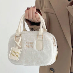 MBTI Plush Shoulder Bag Soft Fluffy Autumn Purses Handbags Casual Crossbody Bags