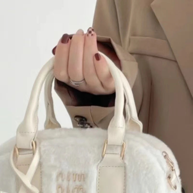 MBTI Plush Shoulder Bag Soft Fluffy Autumn Purses Handbags Casual Crossbody Bags