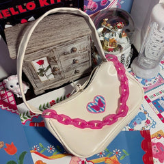Y2k Embroidery Love Heart Shoulder Bag for Women