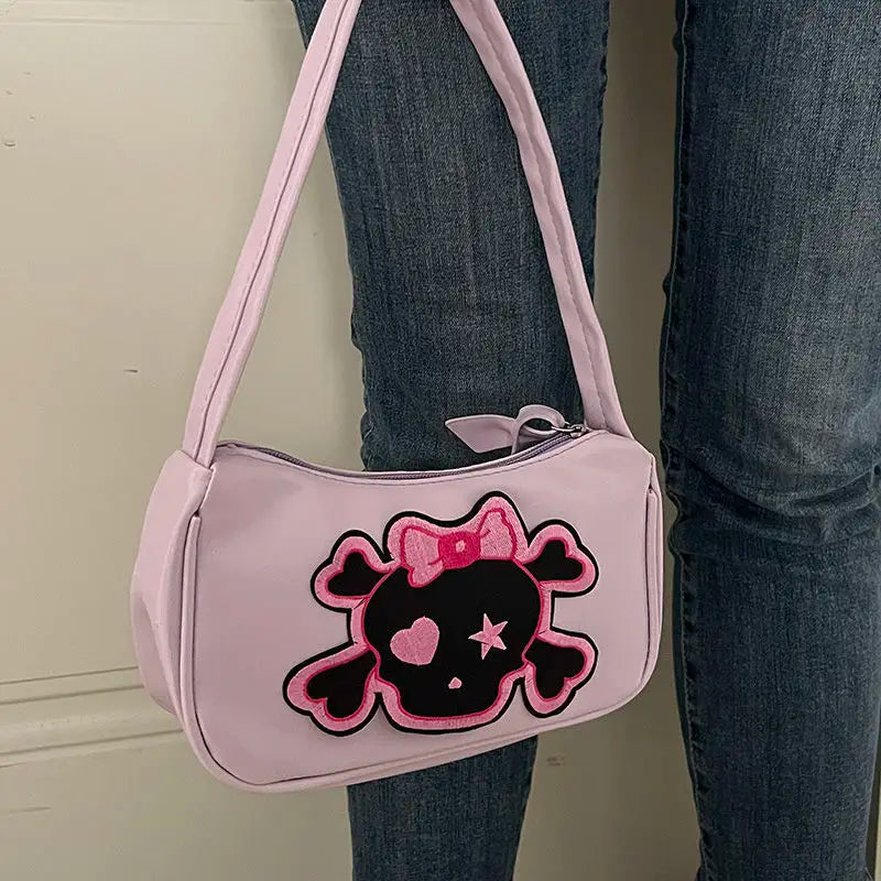 Y2k Gothic Shoulder Bag for Women Punk Skull Purse Girls