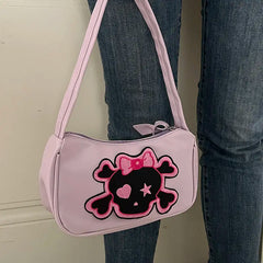 Y2k Gothic Shoulder Bag for Women Punk Skull Purse Girls