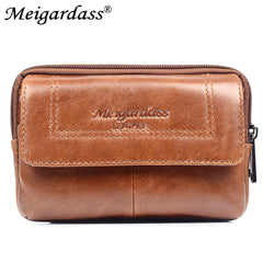 Men Leather Waist Bag Phone Pouch Fanny Pack Travel Waist Packs