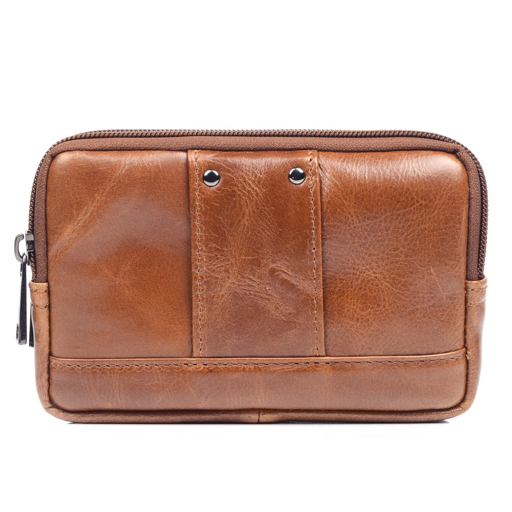 Men Leather Waist Bag Phone Pouch Fanny Pack Travel Waist Packs