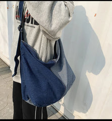 Casual Denim Shoulder Bag Female Large Capacity Crossbody Bags Canvas Handbag